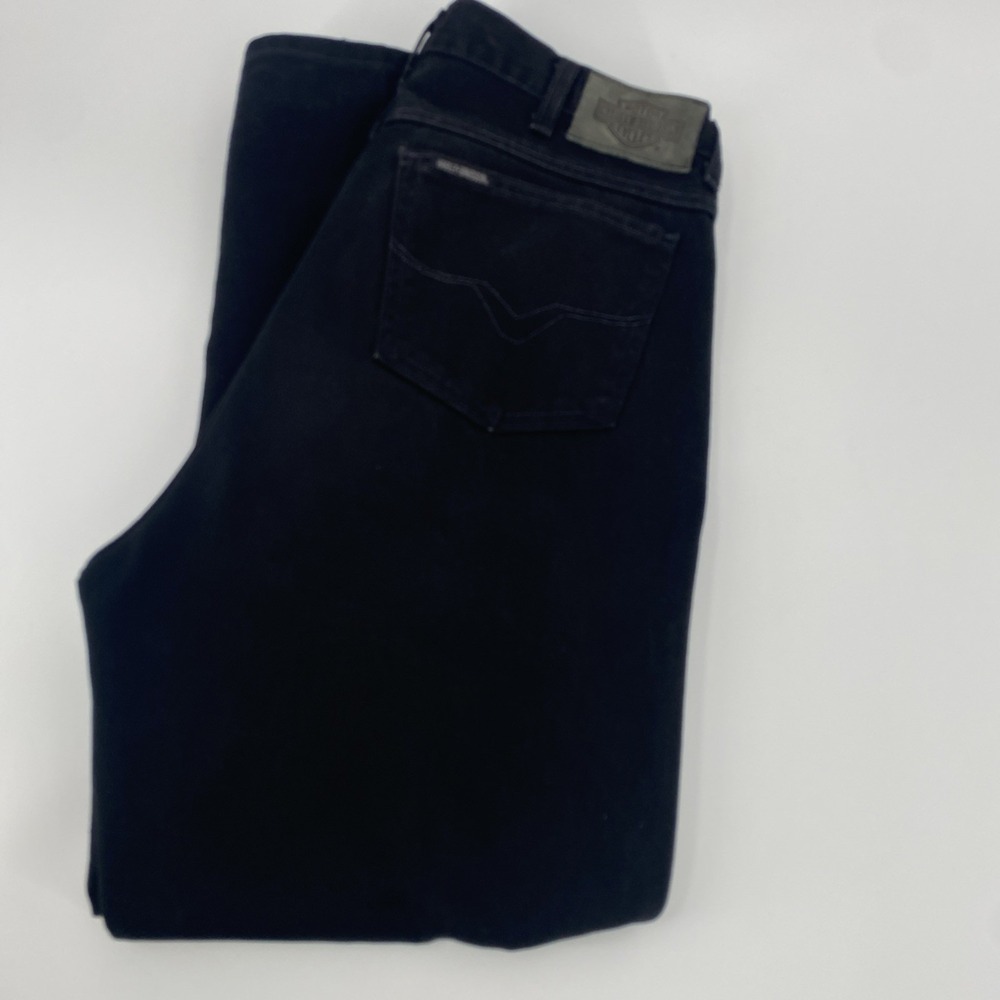 Harley Davidson Traditional Cut Dark Black Denim Biker Jeans Men's Size 36x30**